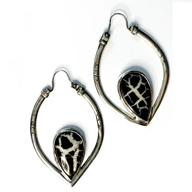 Antique café - Boucles d'oreilles lourdes en Argent